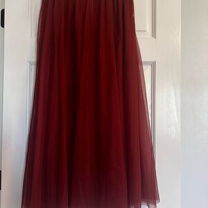 Listicle Deep Red A-Line Tulle Skirt